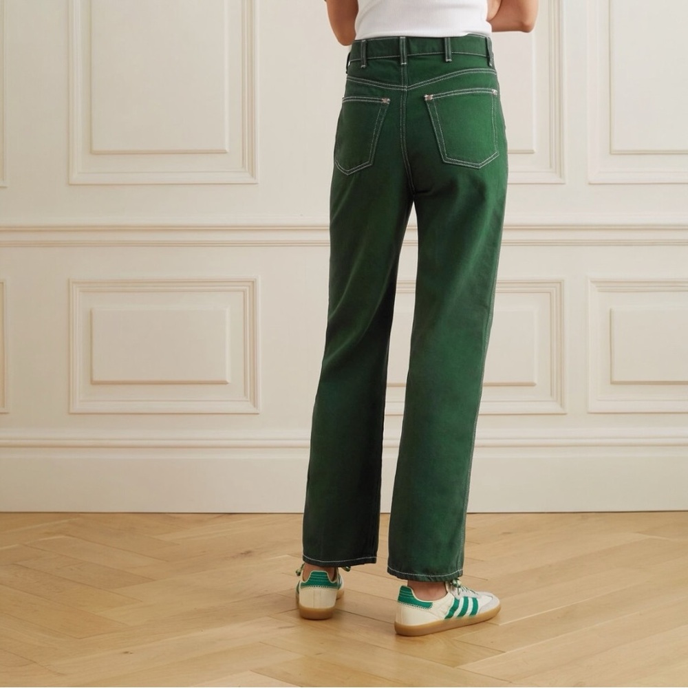 REFORMATION Cowboy High Rise Straight Jeans Emerald Green